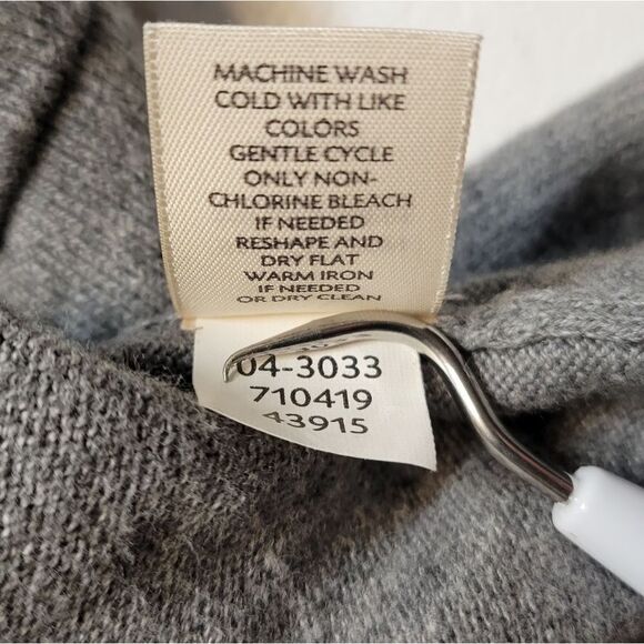 J. Jill Pure Jill Cotton Cashmere Gray Cowl Neck Sweater - Picture 10 of 12